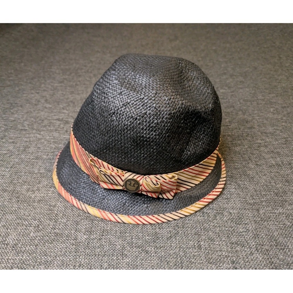 Goorin Bros Black Cross Fedora Hat Multicolor Bow Stylish Mens Cap Size Small